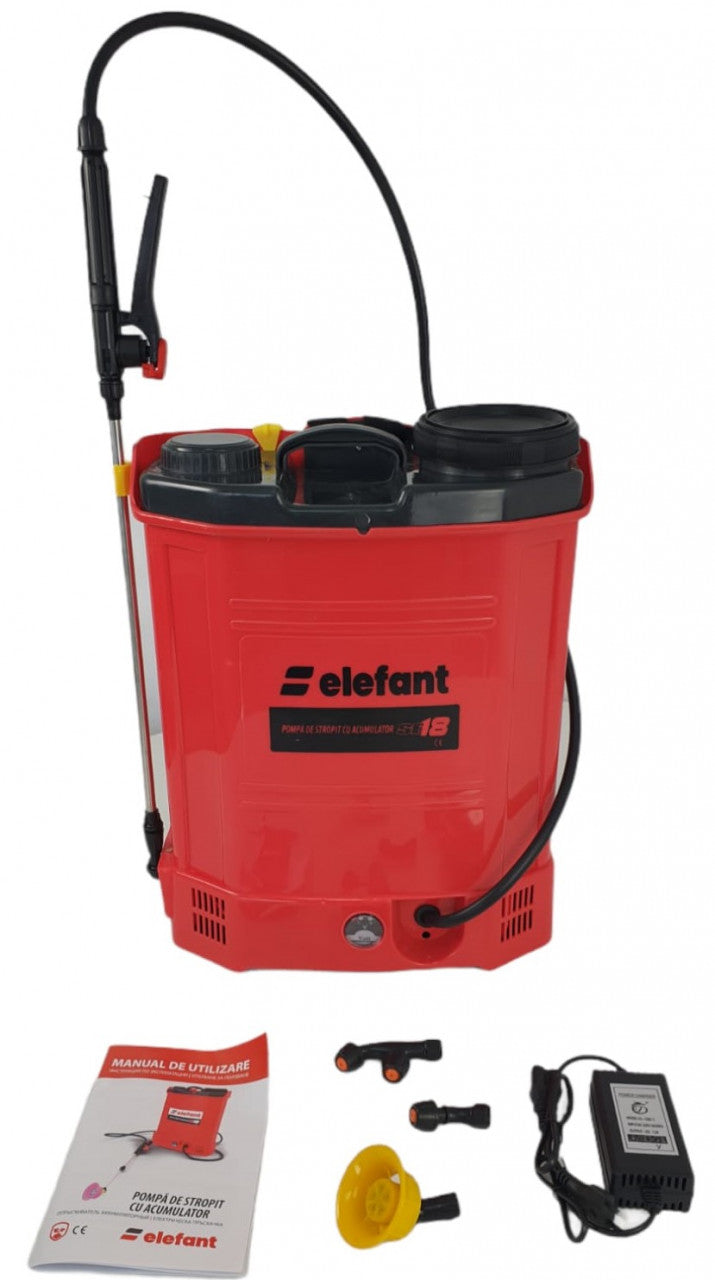 Pompa de stropit electrica Elefant SE18L, Volum 18L, 12V/8Ah, 3 tipuri de pulverizare