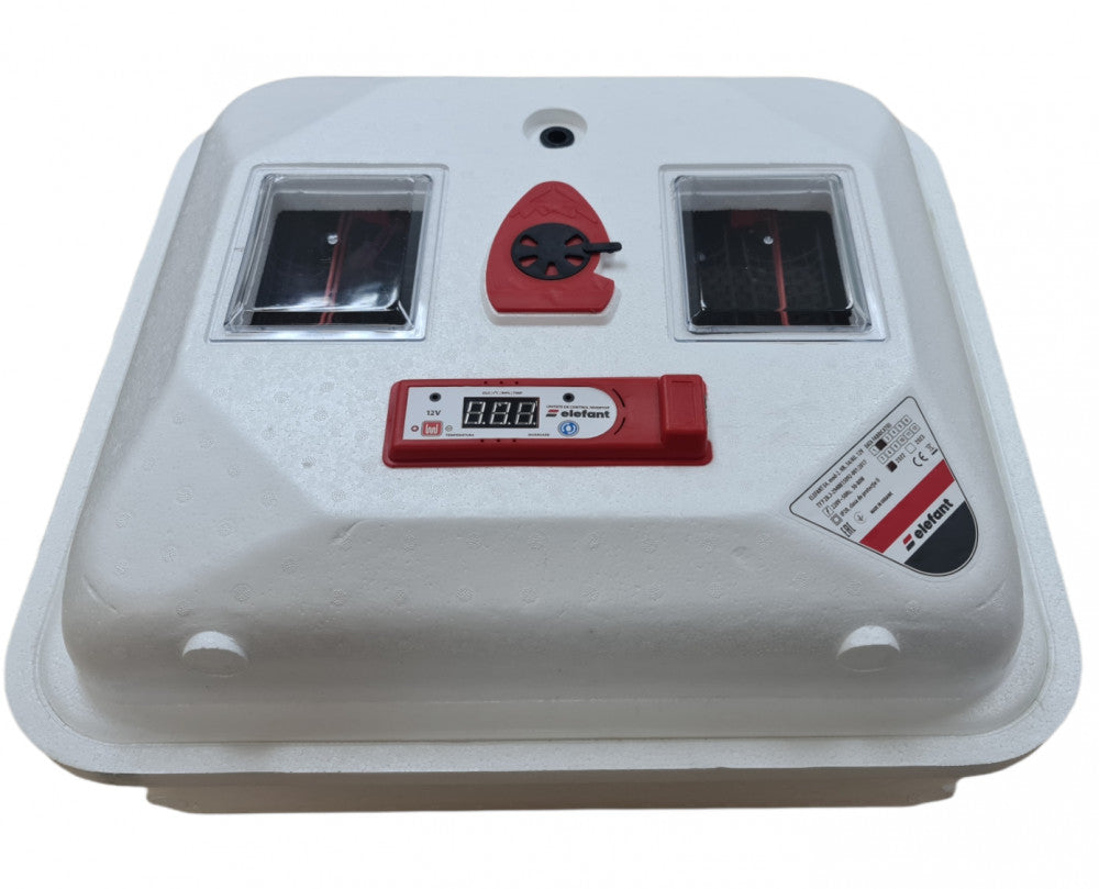 Incubator electric pentru oua ELEFANT E4, 50 W, 220 V/12 V, 30-40 C, 54 oua gaina, 156 oua prepelita, senzor umiditate, intoarcere automata