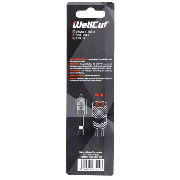 Suport pentru bit WELLCUT 9723 WC-BH1, reglaj de adancime, magnetic, 58 mm, 1/4 inch